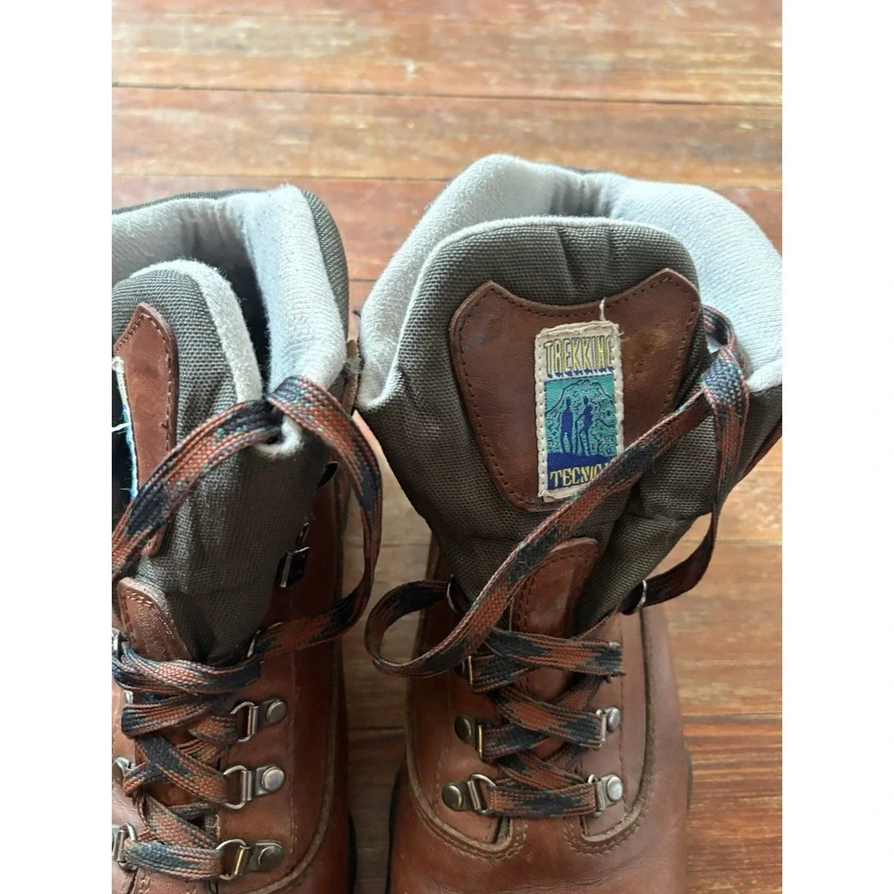 Tecnica Trekking Men's Boots Gore Tex Brown Leather Hiking Vintage Size 12